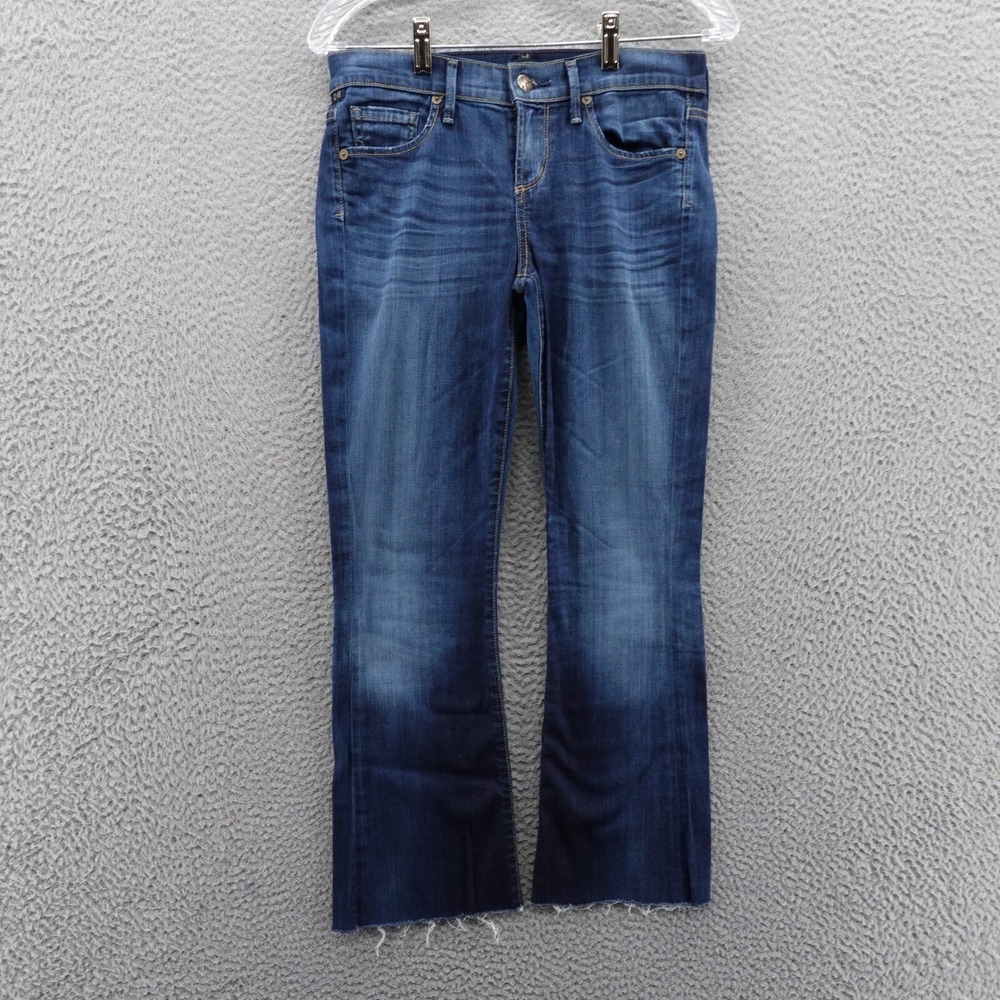 Citizens of Humanity Dita Bootcut Leg Jeans 26 Petite Dark Blue Womens Raw Hem